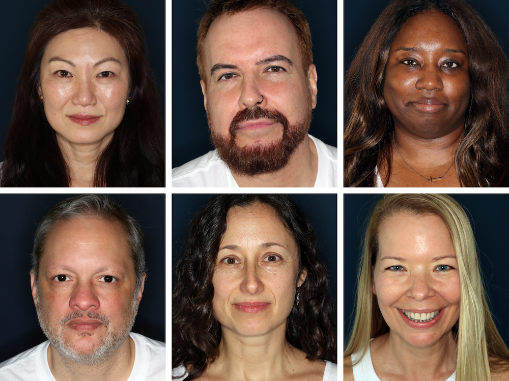 An image from Self's "Group Shot" series, showing six 52 year-old people with no makeup or filters.